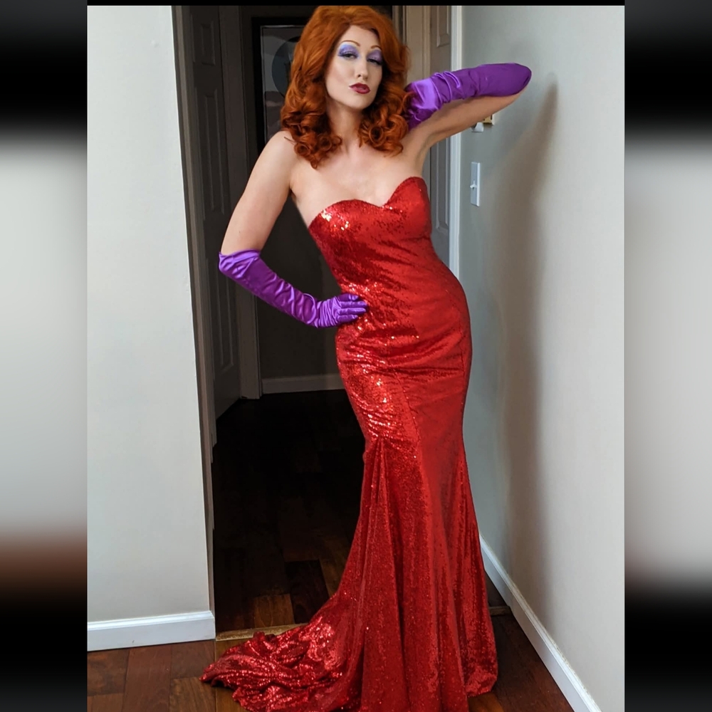 The ULTIMATE Jessica Rabbit Red Sequined Gown!